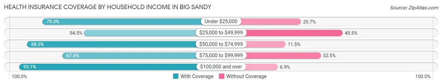 Health Insurance Coverage by Household Income in Big Sandy