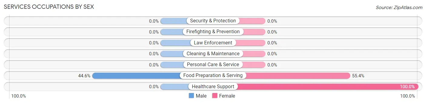 Services Occupations by Sex in Big Thicket Lake Estates