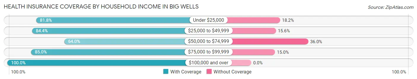Health Insurance Coverage by Household Income in Big Wells