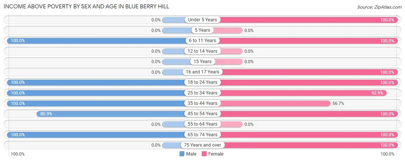 Income Above Poverty by Sex and Age in Blue Berry Hill
