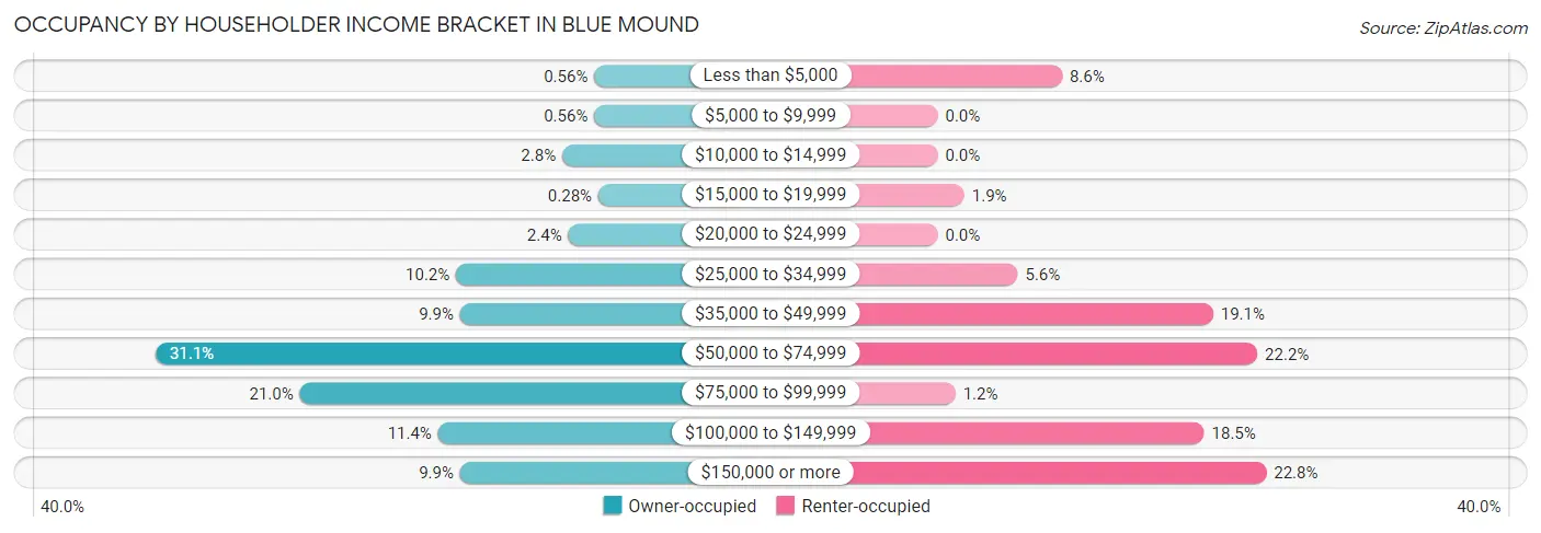 Occupancy by Householder Income Bracket in Blue Mound