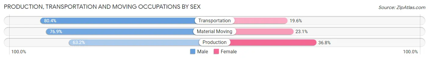 Production, Transportation and Moving Occupations by Sex in Blue Ridge