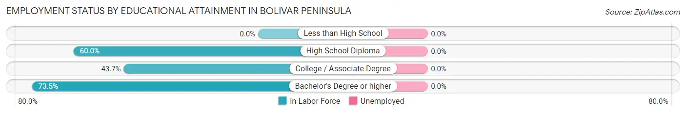 Employment Status by Educational Attainment in Bolivar Peninsula