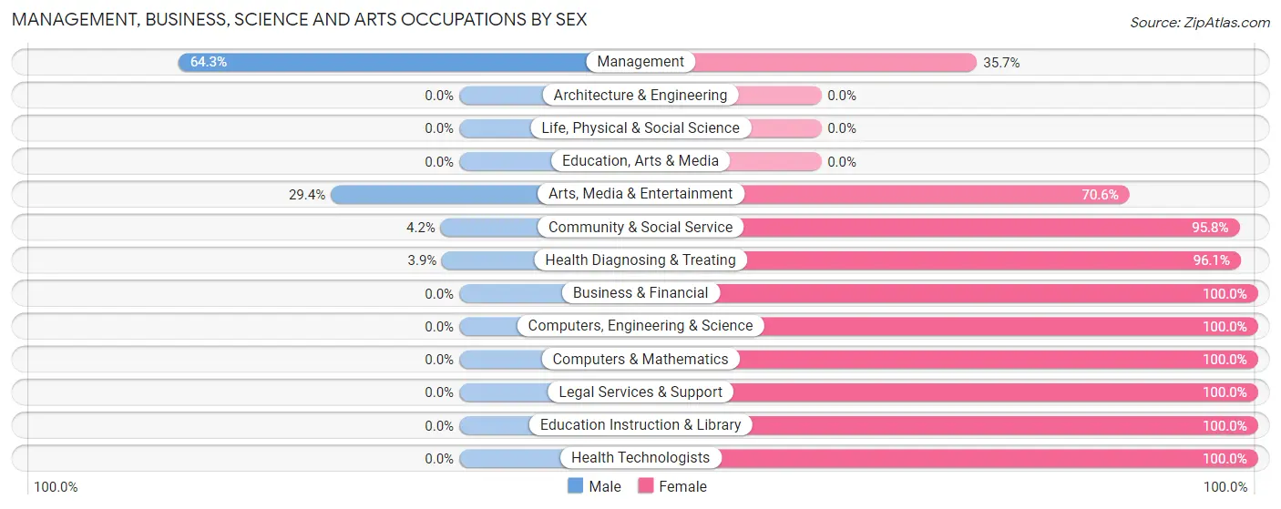 Management, Business, Science and Arts Occupations by Sex in Bolivar Peninsula