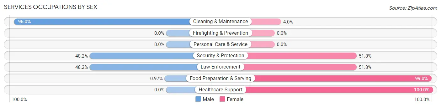 Services Occupations by Sex in Bolivar Peninsula