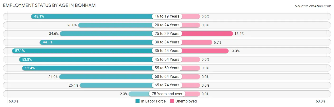 Employment Status by Age in Bonham