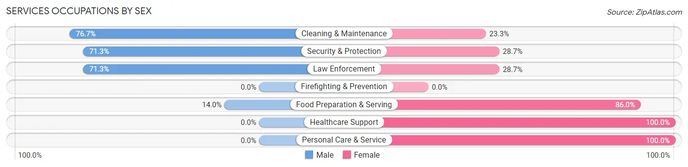 Services Occupations by Sex in Bonham