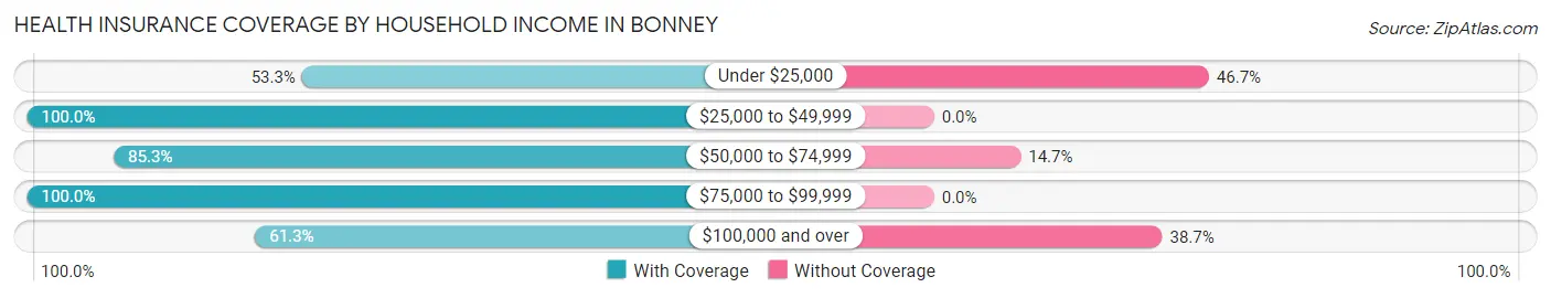 Health Insurance Coverage by Household Income in Bonney