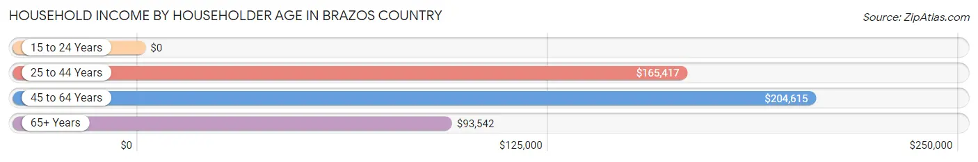 Household Income by Householder Age in Brazos Country