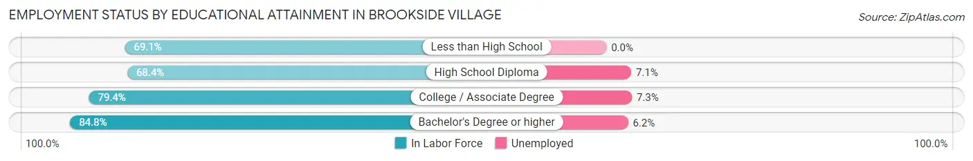 Employment Status by Educational Attainment in Brookside Village