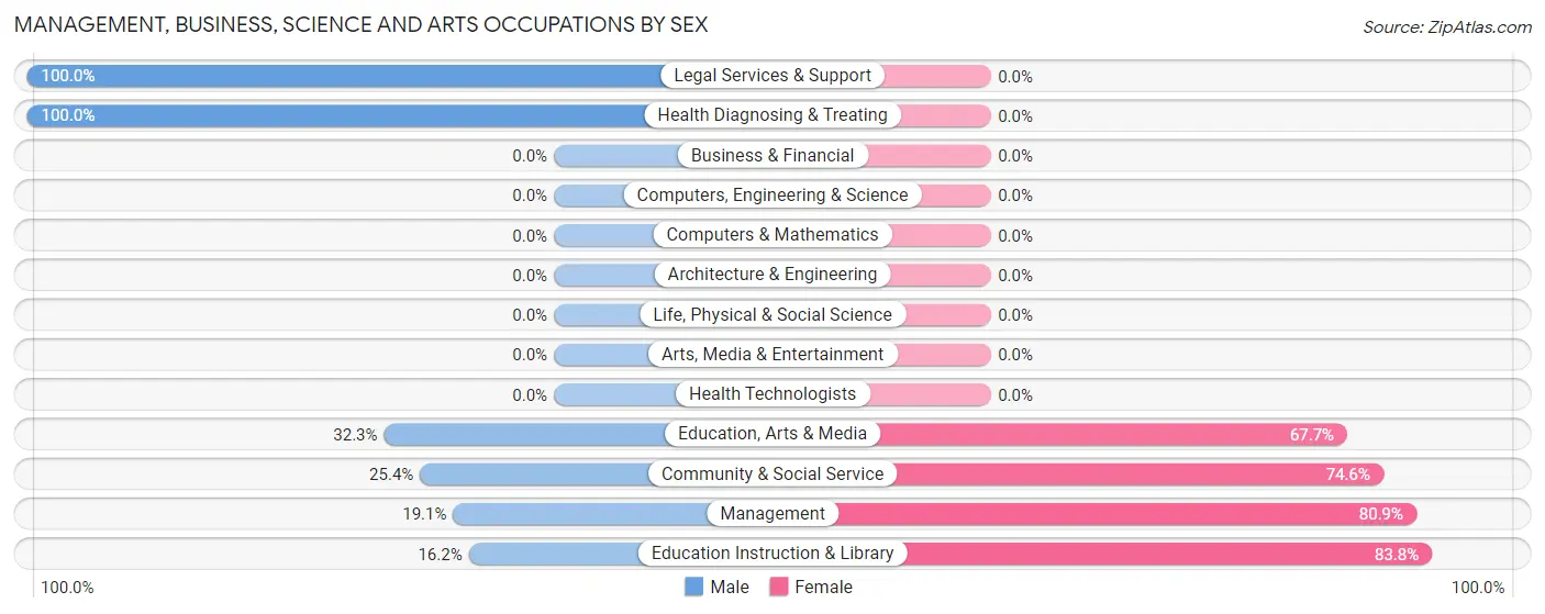 Management, Business, Science and Arts Occupations by Sex in Brownfield