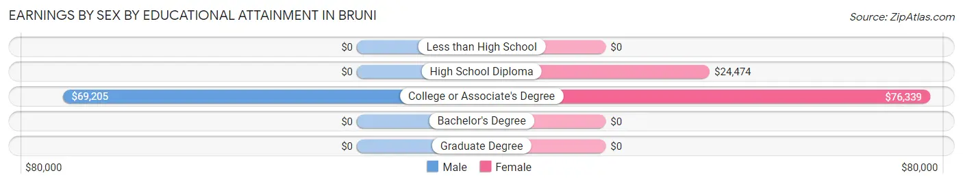 Earnings by Sex by Educational Attainment in Bruni