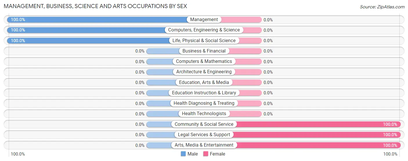 Management, Business, Science and Arts Occupations by Sex in Buchanan Lake Village