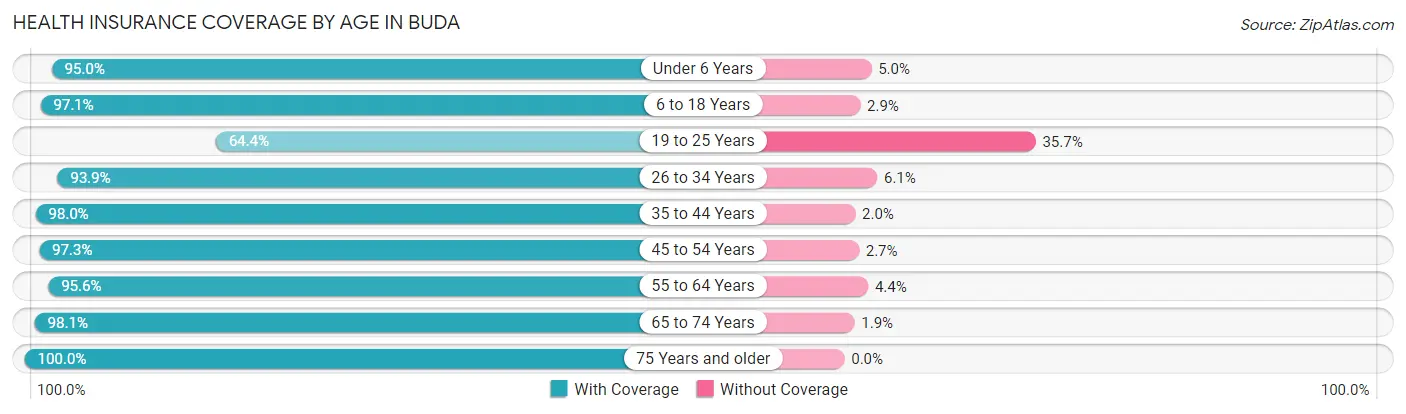 Health Insurance Coverage by Age in Buda