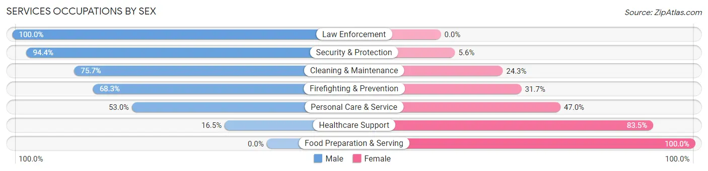 Services Occupations by Sex in Buda
