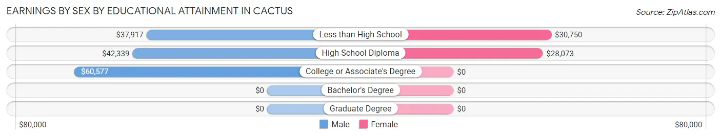 Earnings by Sex by Educational Attainment in Cactus