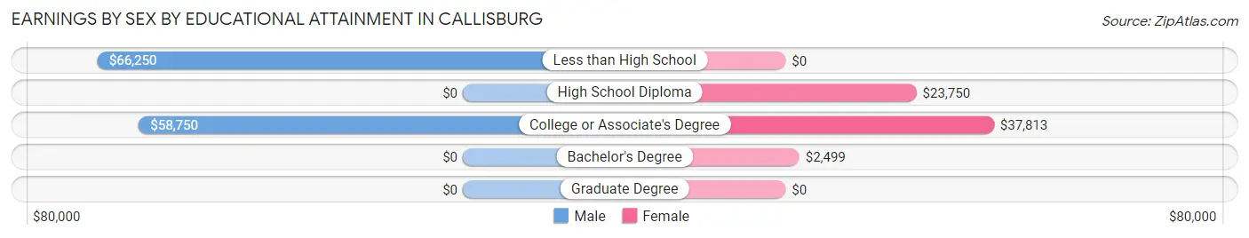 Earnings by Sex by Educational Attainment in Callisburg