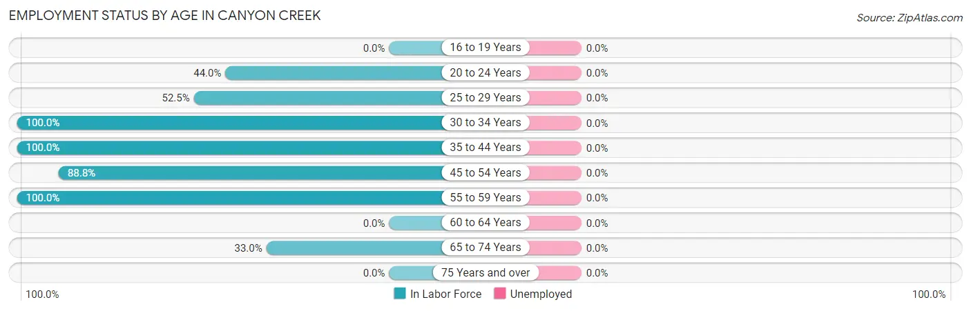 Employment Status by Age in Canyon Creek