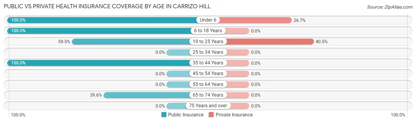 Public vs Private Health Insurance Coverage by Age in Carrizo Hill