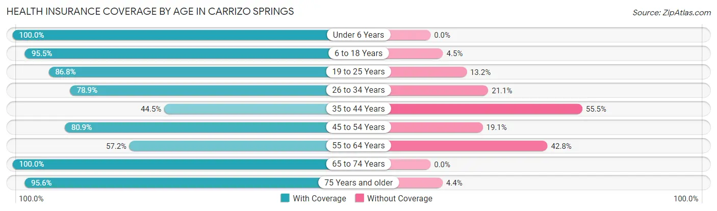 Health Insurance Coverage by Age in Carrizo Springs