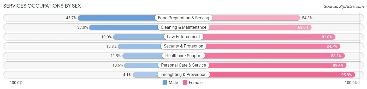 Services Occupations by Sex in Channelview