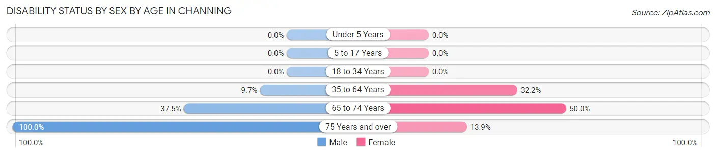 Disability Status by Sex by Age in Channing