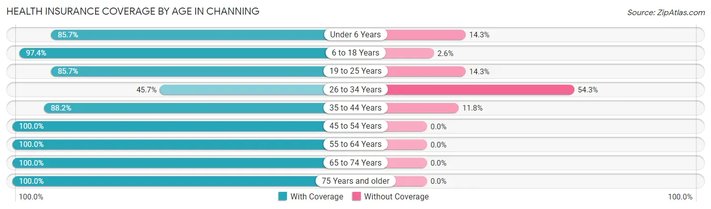 Health Insurance Coverage by Age in Channing