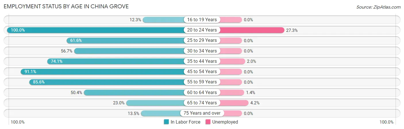 Employment Status by Age in China Grove