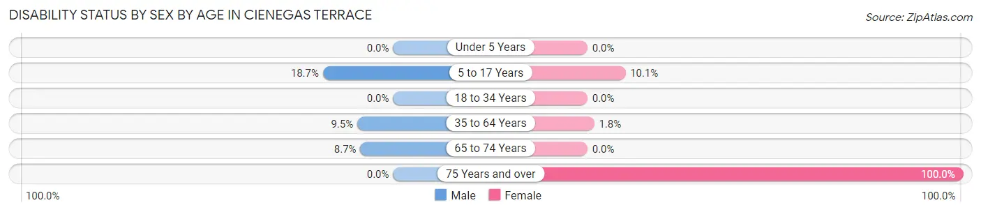 Disability Status by Sex by Age in Cienegas Terrace