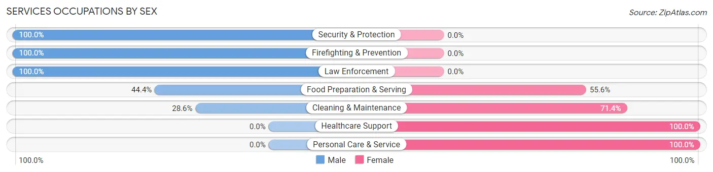 Services Occupations by Sex in Clarksville City