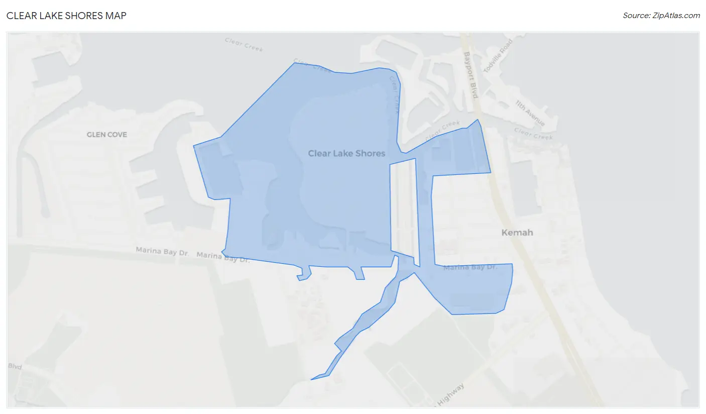 Clear Lake Shores Map