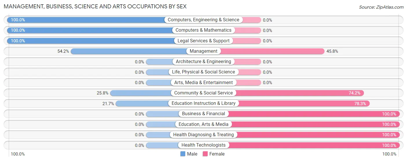 Management, Business, Science and Arts Occupations by Sex in Clint