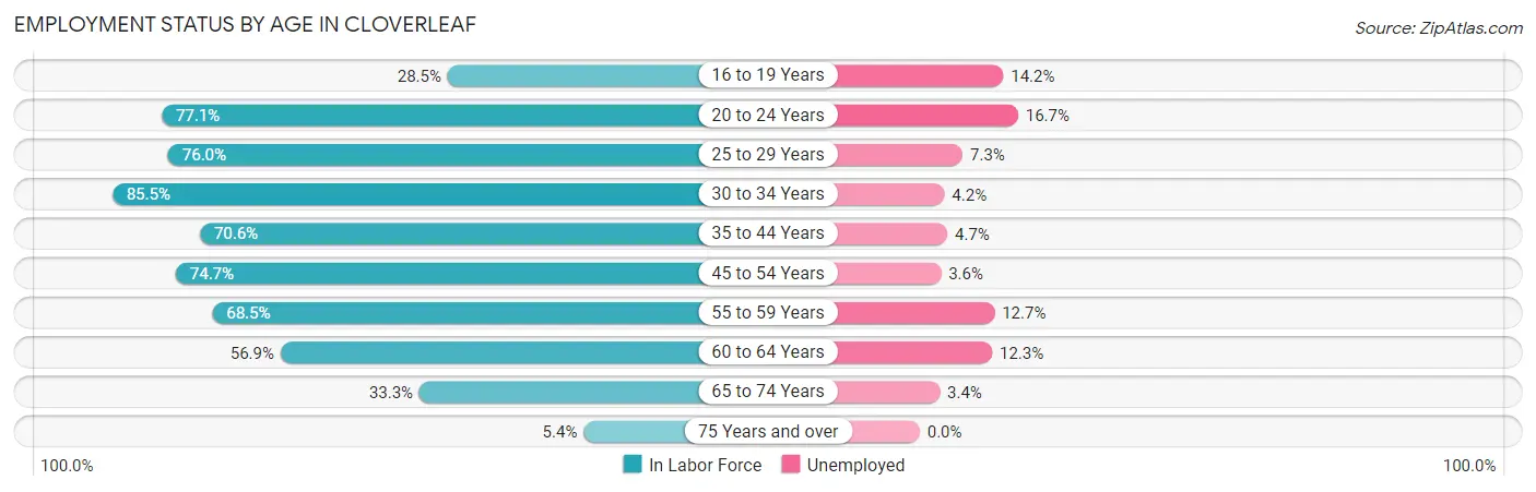 Employment Status by Age in Cloverleaf
