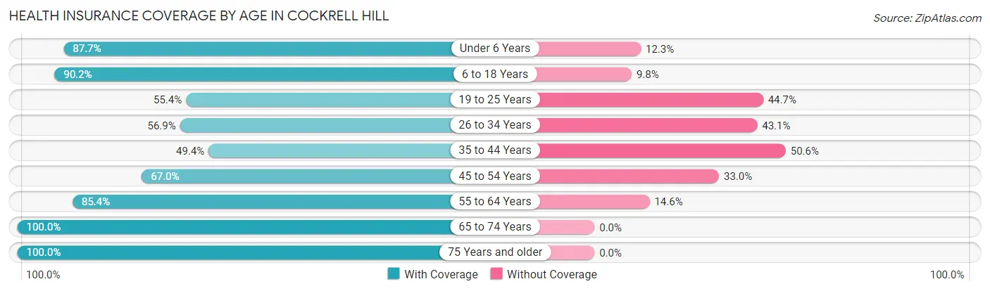 Health Insurance Coverage by Age in Cockrell Hill