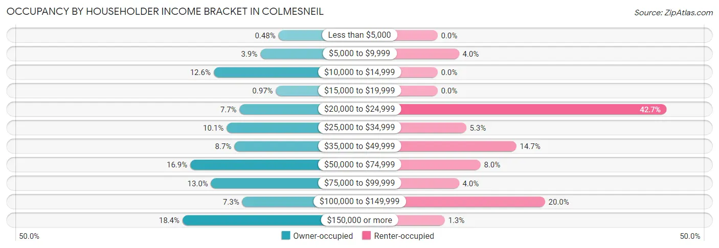 Occupancy by Householder Income Bracket in Colmesneil