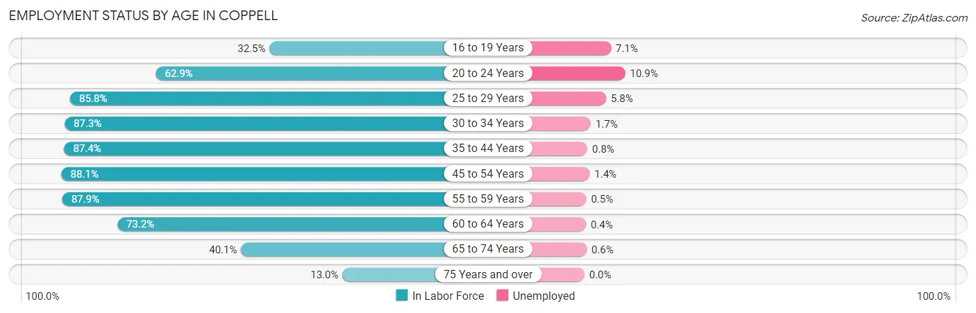 Employment Status by Age in Coppell