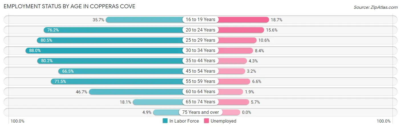 Employment Status by Age in Copperas Cove