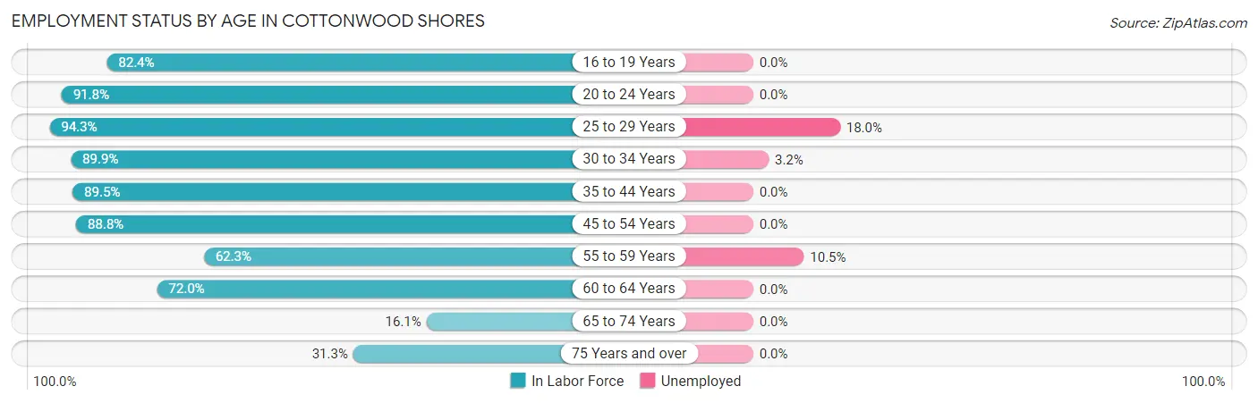 Employment Status by Age in Cottonwood Shores