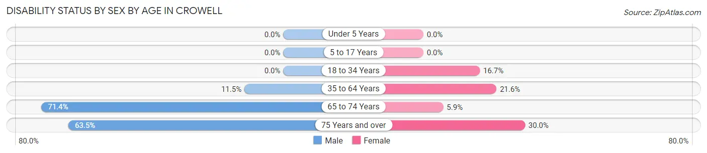 Disability Status by Sex by Age in Crowell