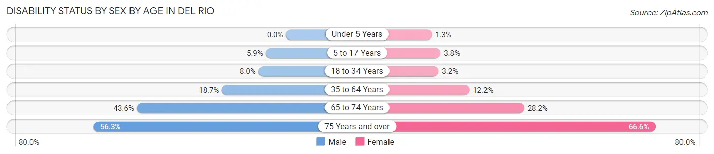 Disability Status by Sex by Age in Del Rio