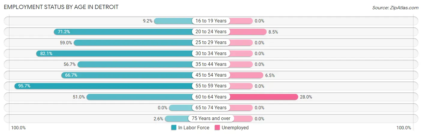 Employment Status by Age in Detroit