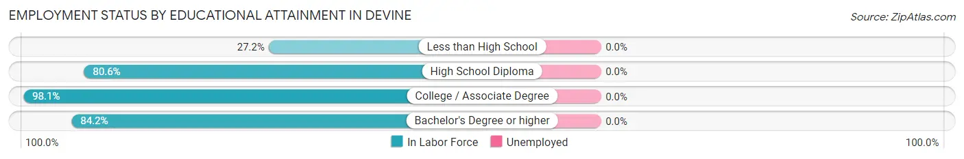 Employment Status by Educational Attainment in Devine