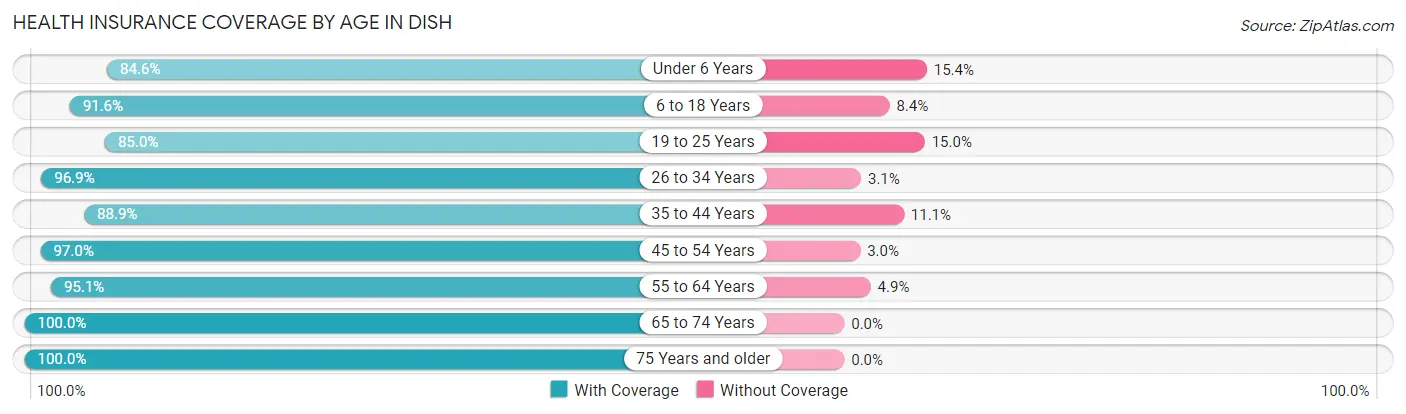 Health Insurance Coverage by Age in DISH