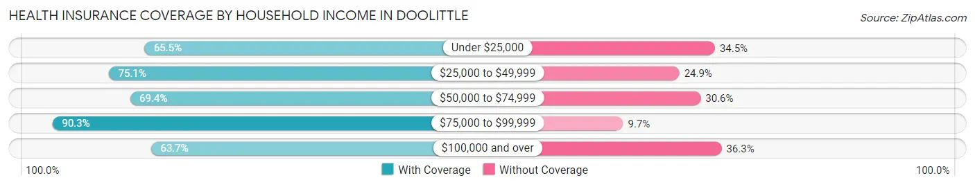 Health Insurance Coverage by Household Income in Doolittle