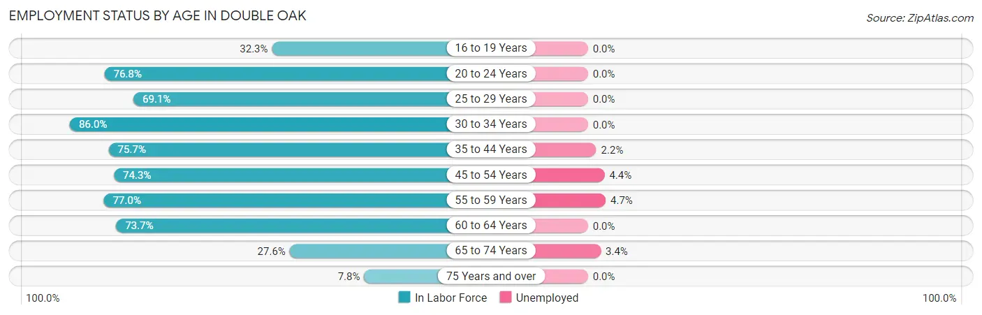 Employment Status by Age in Double Oak