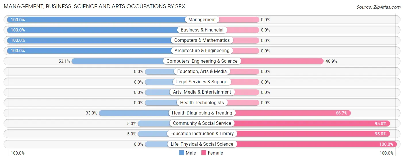 Management, Business, Science and Arts Occupations by Sex in Earth
