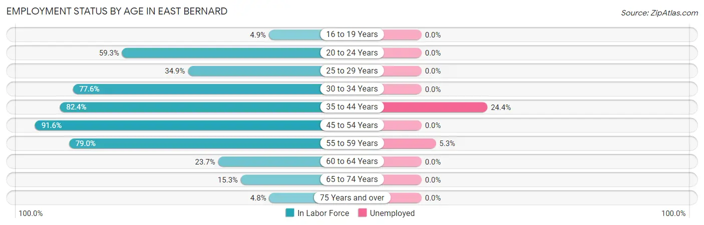 Employment Status by Age in East Bernard