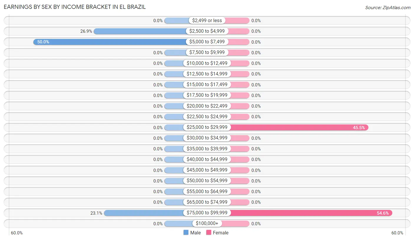 Earnings by Sex by Income Bracket in El Brazil