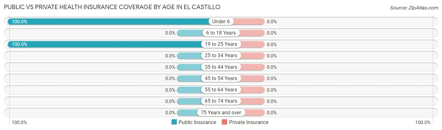 Public vs Private Health Insurance Coverage by Age in El Castillo