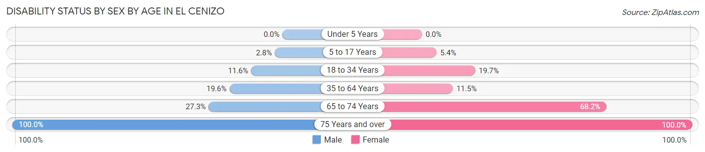 Disability Status by Sex by Age in El Cenizo